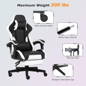 Gaming Chair, Computer Gaming Chairs with Footrest, Linkage Armrests and Lumbar Support, High Back Ergonomic Office Chair for Adults, Big and Tall Desk Chair