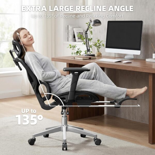 Office Chair with 3D Adjustable Lumbar Support,Ergonomic Computer Chair,Adjustable Headrest and Armrests, 400lbs Capacity,Tilt-Swivel,Premium Mesh Desk Chair for Office,Home & Gaming