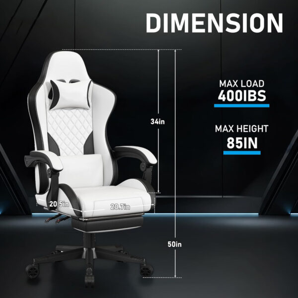 Gaming Chair,Ergonomic Computer Chairs for Adults with Footrest, PU Leather Office Chair with Adjustable Lumbar Support & Pocket Spring Cushion - Heavy Duty 400lb Capacity Gamer Chair