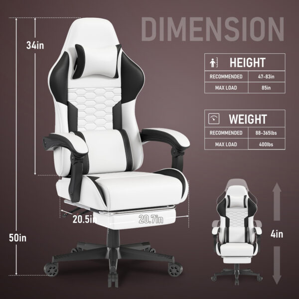 Gaming Chair with Breathable Linen Fabric, Pocket Spring Cushion Ergonomic Computer Chair with Footrest, Reclining High Back Gamer Chair with Lumbar Support & Adjustable Height
