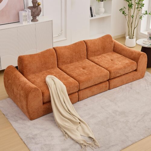 101.6"Modular Sectional Cloud Sofa,Floor Boneless Couch, 4-in-1 Folding Convertible Sofa Bed, Modular Cushion Couch,Suitable for Living Room,Bedroom and Recreation Room