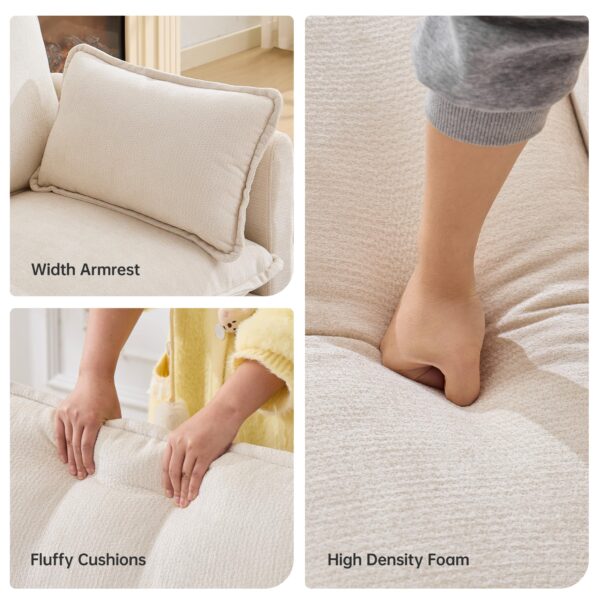 108″ Modular L Shaped Sectional Sofa with Ottoman, Chenille Cloud Couch 4-Seat Deep Seat, USB/Type-C Charger Ports for Living Room/Apartment/Office