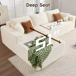 108" Boneless Couches for Living Room, Modular Sectional Sofa with Oversized Chaise, L-Shape Cloud Couch with Deep Seat, High-Density Memory Foam, No Assembly Required, Plush Corduroy