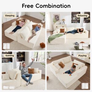 108" Boneless Couches for Living Room, Modular Sectional Sofa with Oversized Chaise, L-Shape Cloud Couch with Deep Seat, High-Density Memory Foam, No Assembly Required, Plush Corduroy