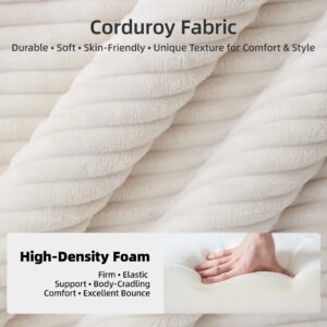 Plush Corduroy 118" Modular Sectional Sofa, Modern Boneless L-Shaped Cloud Couch with Chaise, Deep Seat Upholstered Comfy Living Room Couch, No Assembly Required,Orange | Stain Resistant, Skin-Friendly Fabric, High Density Foam, Sturdy Frame, Easy to Clean