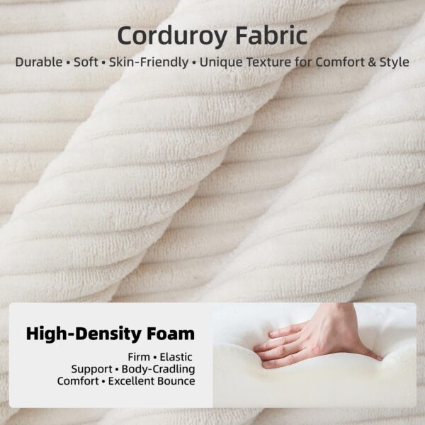 Plush Corduroy 118" Modular Sectional Sofa, Modern Boneless L-Shaped Cloud Couch with Chaise, Deep Seat Upholstered Comfy Living Room Couch, No Assembly Required,Orange | Stain Resistant, Skin-Friendly Fabric, High Density Foam, Sturdy Frame, Easy to Clean