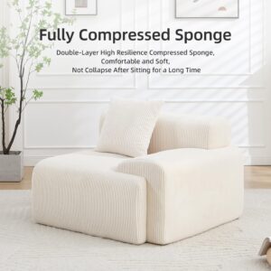 Plush Corduroy 118" Modular Sectional Sofa, Modern Boneless L-Shaped Cloud Couch with Chaise, Deep Seat Upholstered Comfy Living Room Couch, No Assembly Required,Orange | Stain Resistant, Skin-Friendly Fabric, High Density Foam, Sturdy Frame, Easy to Clean