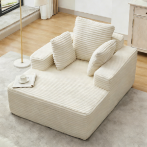 43"W Chaise Lounge Sofa Chair Indoor, Small Boneless Couches for Small Spaces, Fluffy Comfy Cloud Sofa in a Box, Compression Foam Sleeper Sofa for Living Room&Apartment, Plush Corduroy